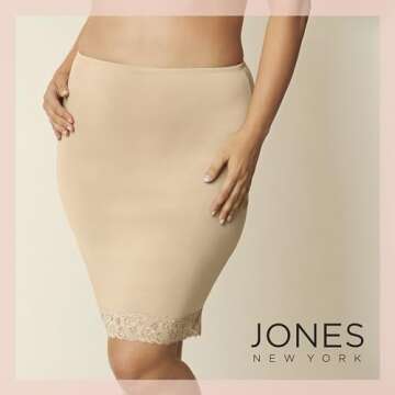 Jones New York womens Silky Touch 23 Anti-cling Knee Length Half Slip, Nude, Small US