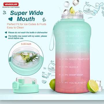 VINSGUIR 1 Gallon Water Bottle with Motivational Markers