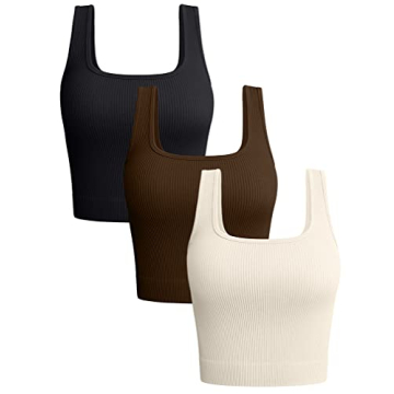 OQQ Women's Seamless Tank Tops 3 Piece Set for Summer