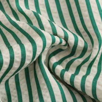 XIBAOBAO Women's Green White Striped Seersucker Pants Pinstripe High Waist Drawstring Lounge Pants Beach Lightweight Palazzo Trousers XL