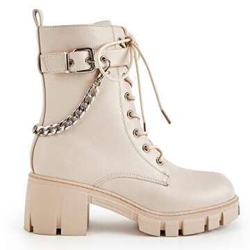 TINSTREE Women's Lace Up Combat Ankle Boots for Comfort