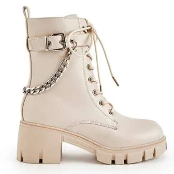 TINSTREE Women's Lace Up Combat Ankle Boots for Comfort