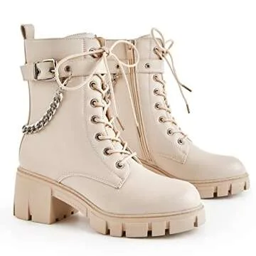 TINSTREE Women's Lace Up Combat Ankle Boots for Comfort