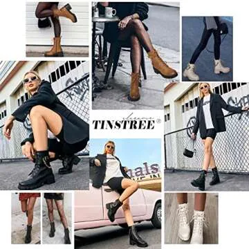 TINSTREE Women's Lace Up Combat Ankle Boots for Comfort