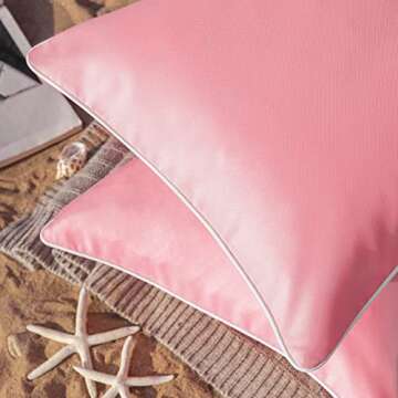 Phantoscope Pack of 2 Outdoor Waterproof Solid Throw Decorative Pillow Cover Decorative Square Outdo...