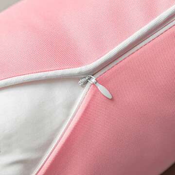 Phantoscope Pack of 2 Outdoor Waterproof Solid Throw Decorative Pillow Cover Decorative Square Outdoor Pillows Cushion Case Patio Pillows for Couch Tent Sunbrella (18''x18'', Pink)