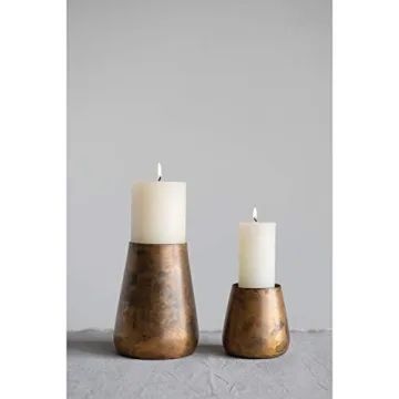 Creative Co-Op Antique Brass Pillar Holder for Home Decor