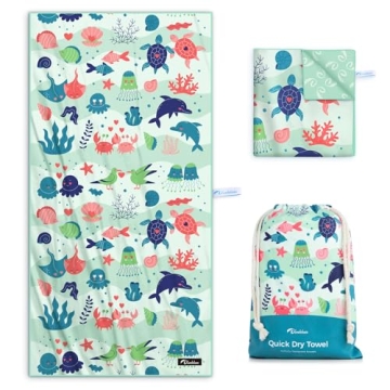 Diveblues Kids Beach Towel 60''x30'', Quick Dry, Sand Free, Compact, Lightweight, Absorbent, Girls &...