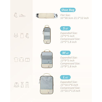 BAGSMART Compression Packing Cubes Travel Organizer Set