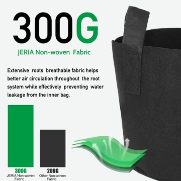 JERIA 12-Pack 5 Gallon Grow Bags for Vegetables and Flowers
