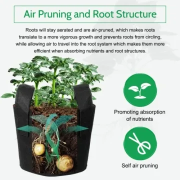 JERIA 12-Pack 5 Gallon Grow Bags for Vegetables and Flowers