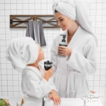 Autumn Alley Farmhouse Rustic Towel Rack Holder - 24" Wall Mounted Towel Bar for Rustic Bathroom & K...