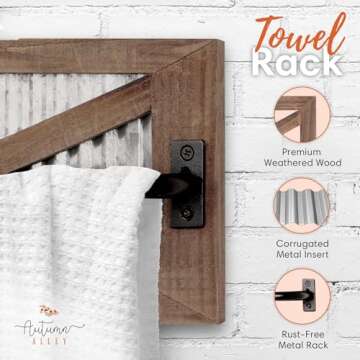 Farmhouse Rustic Towel Rack Holder for Kitchen & Bathroom