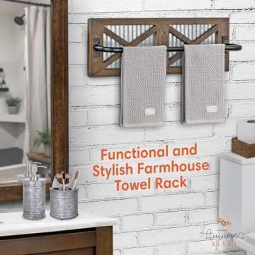 Farmhouse Rustic Towel Rack Holder for Kitchen & Bathroom