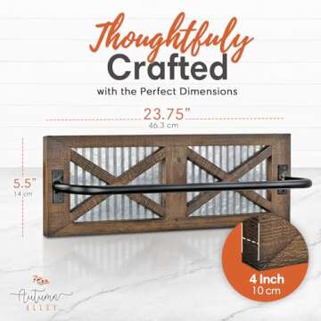 Farmhouse Rustic Towel Rack Holder for Kitchen & Bathroom