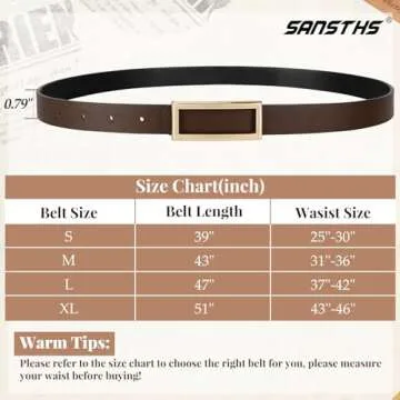 SANSTHS Skinny Reversible Belts for Women, Two-in-one Women Thin Belt for Dresses Jeans Pants with Gold Buckle, Black/Coffee S