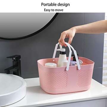 Shower Caddy Basket, Portable Large Capacity Thickened Plastic Organizer Storage Tote with Handles D...