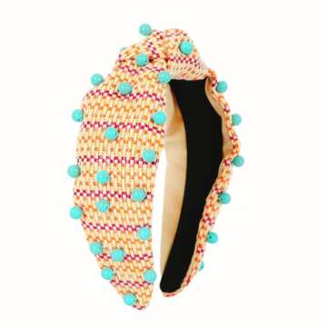 FEDANS Knotted Headbands Turquoise Beads Jeweled Headbands Colorful Rattan Headband Fashion Spring S...