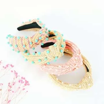 Stylish FEDANS Knotted Headbands with Turquoise Beads