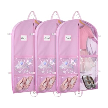 Zilink 40" Dance Garment Bags for Dancers Clear Garment Bags for Dance Costume with 5 Clear Zipper P...
