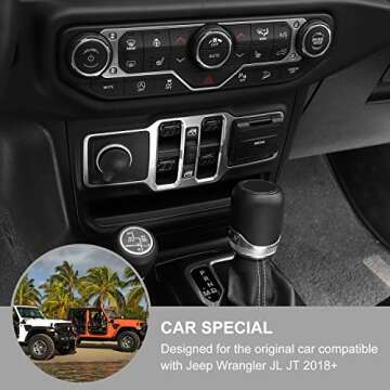 Jimen Compatible with Jeep Wrangler JL JLU 2018-2023 and Jeep Gladiator JT 2020-2023, 4PCS Center Console Window Button Switch Cover Interior Trim Accessories (Carbon Fiber)