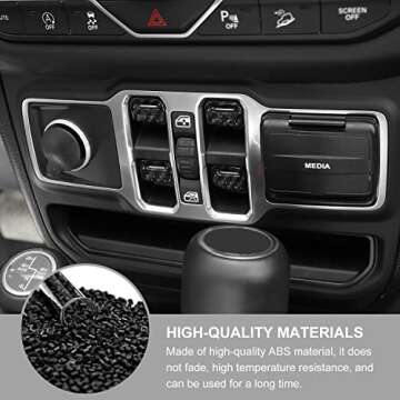 Jimen Compatible with Jeep Wrangler JL JLU 2018-2023 and Jeep Gladiator JT 2020-2023, 4PCS Center Console Window Button Switch Cover Interior Trim Accessories (Carbon Fiber)