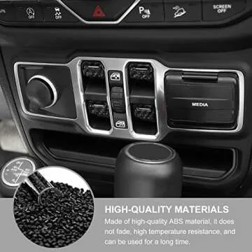 Jimen Compatible with Jeep Wrangler JL JLU 2018-2023 and Jeep Gladiator JT 2020-2023, 4PCS Center Console Window Button Switch Cover Interior Trim Accessories (Carbon Fiber)
