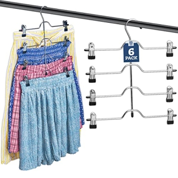 Zober 4-Tier Skirt Hangers Non-Slip Space Saving Clips