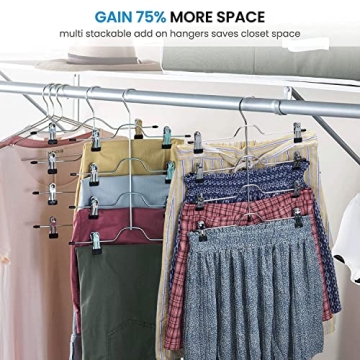 Zober 4-Tier Skirt Hangers Non-Slip Space Saving Clips