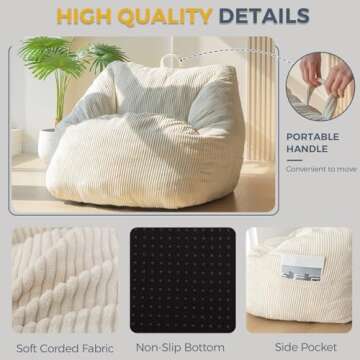 MAXYOYO Bean Bag Chair - Comfy Sofa with Pocket & Handle