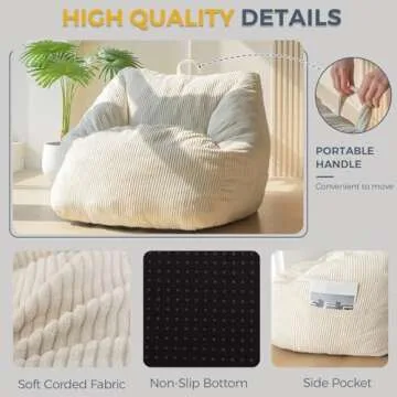 MAXYOYO Bean Bag Chair - Comfy Sofa with Pocket & Handle