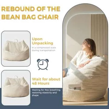 MAXYOYO Bean Bag Chair - Comfy Sofa with Pocket & Handle