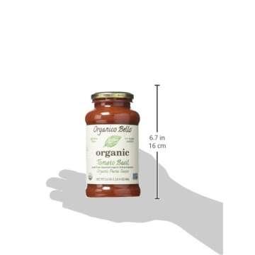 Organico Bello Organic Tomato Basil Sauce - Gourmet 3 Pack