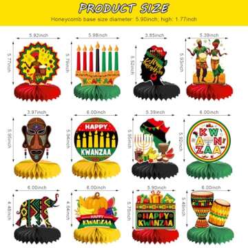 12Pieces Kwanzaa Table Decorations Kwanzaa Centerpiece Happy Kwanzaa Honeycomb Centerpiece African H...