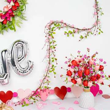 VioletEverGarden Pink Hearts Garland for Valentine's Day