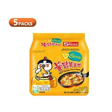 Fusion Select, Samyang Chicken Fried Noodles 10 Packs 5x Carbo 5x Cheese Hot, 1 Count