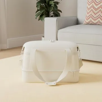 ETRONIK Gym Bag for Women, 47L Carry On Travel Duffel Bag with Shoes Compartment, Weekender Overnight Bag with Wet Pocket & USB Charging Port for Women, Travel, Gym, Weekend, Large Size (Beige)