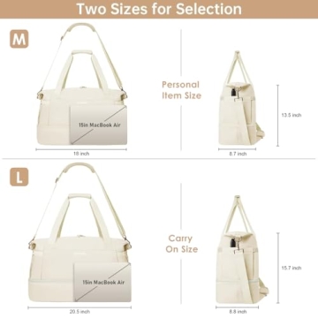 ETRONIK Gym Bag for Women, 47L Carry On Travel Duffel Bag with Shoes Compartment, Weekender Overnight Bag with Wet Pocket & USB Charging Port for Women, Travel, Gym, Weekend, Large Size (Beige)