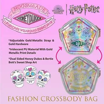 Harry Potter Wizarding World, Hogwarts Honeydukes Crossbody Purse for Girls, Adjustable Strap, Iridescent & Metallic Material