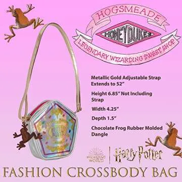 Harry Potter Wizarding World, Hogwarts Honeydukes Crossbody Purse for Girls, Adjustable Strap, Iridescent & Metallic Material