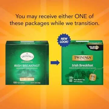 Twinings Irish Breakfast Black Tea Individually Wrapped Bags, 100 Count (Pack of 1), Flavourful, Bol...