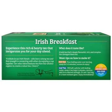 Twinings Irish Breakfast Black Tea Individually Wrapped Bags, 100 Count (Pack of 1), Flavourful, Bold, and Robust, Caffeinated, Enjoy Hot or Iced | Packaging May Vary
