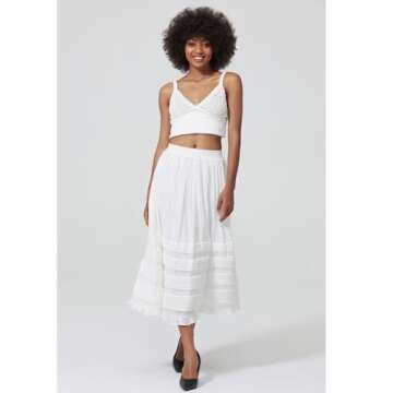 BEAUZSUZSANA Women White Maxi Skirt with Pockets
