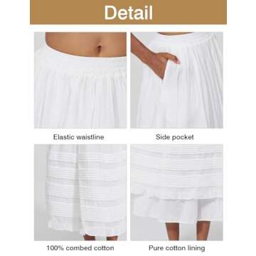 BEAUZSUZSANA Women White Maxi Skirt with Pockets