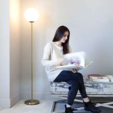 Brightech Luna LED Floor lamp, Modern Lamp for Living Rooms & Offices, Great Living Room Décor, Tal...
