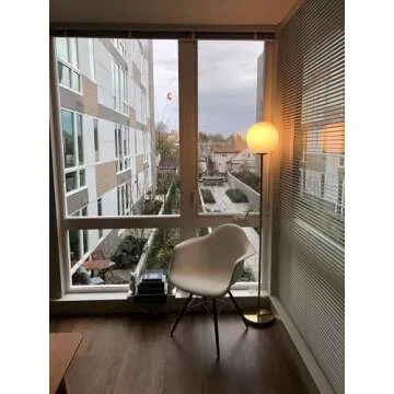 Brightech Luna LED Floor lamp, Modern Lamp for Living Rooms & Offices, Great Living Room Décor, Tall Lamp with Frosted Glass Globe, Mid Century Standing Lamp for Bedroom Reading - Brass/Gold