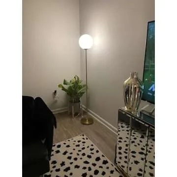 Brightech Luna LED Floor lamp, Modern Lamp for Living Rooms & Offices, Great Living Room Décor, Tall Lamp with Frosted Glass Globe, Mid Century Standing Lamp for Bedroom Reading - Brass/Gold