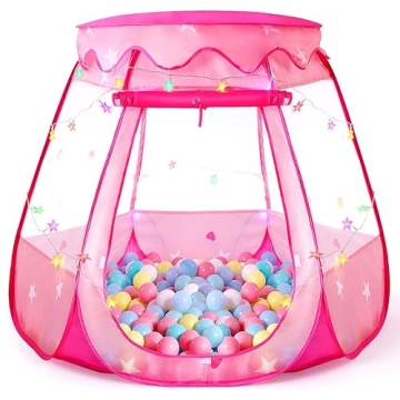 Enchanting Pop Up Princess Tent with LED Lights for Little Girls, Ideal Toddler Playhouse