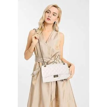 Gladdon Quilted Crossbody Purse for Women Trendy Ladies Shoulder Bag with Chain Designer Purses Whit...