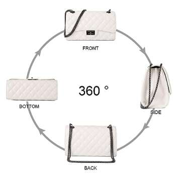 Gladdon Quilted Crossbody Purse for Women Trendy Ladies Shoulder Bag with Chain Designer Purses White II